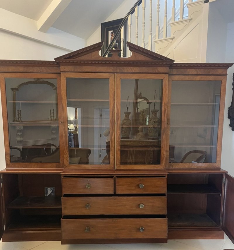 Large Antique George III Quality Mahogany Breakfront Bookcase 238 x 286 x 62 cm - Image 6